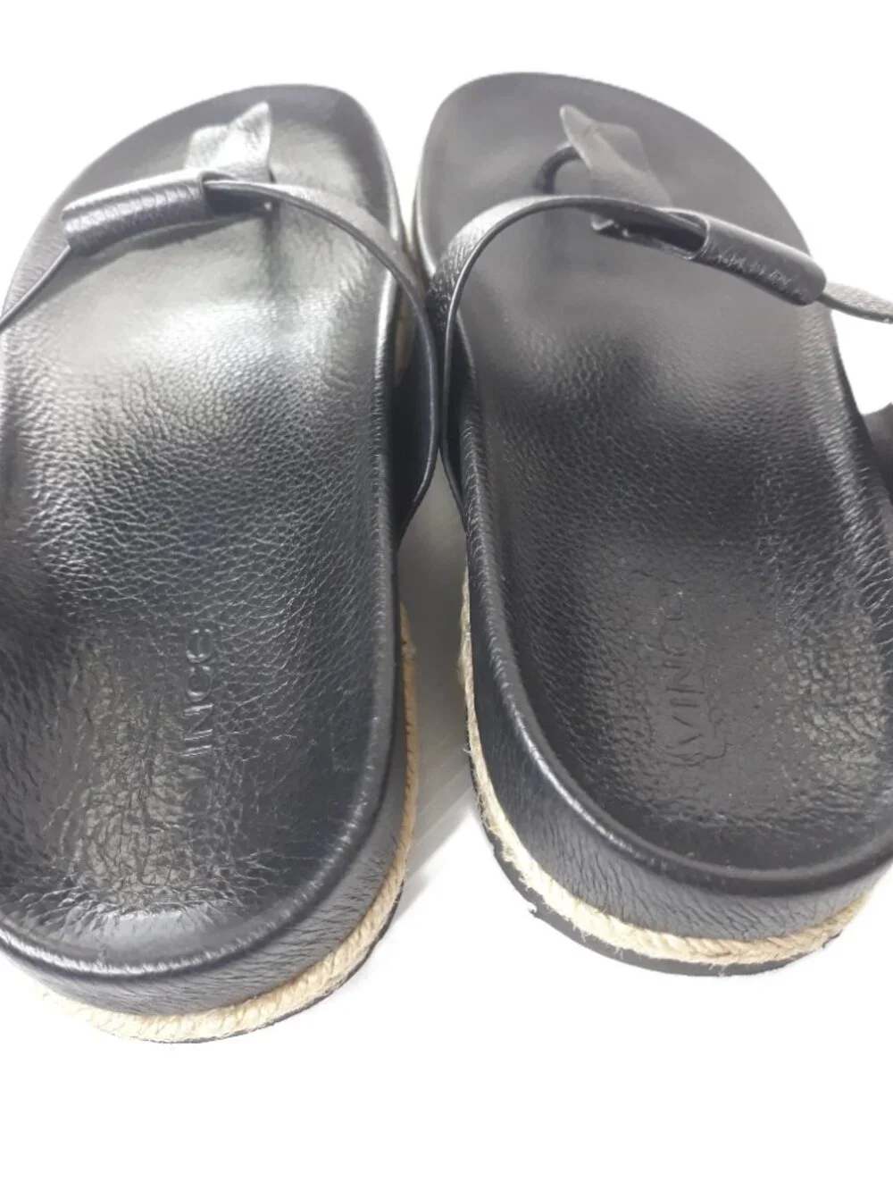 Vince Avani Leather Thong Espadrille Sandal Black 10